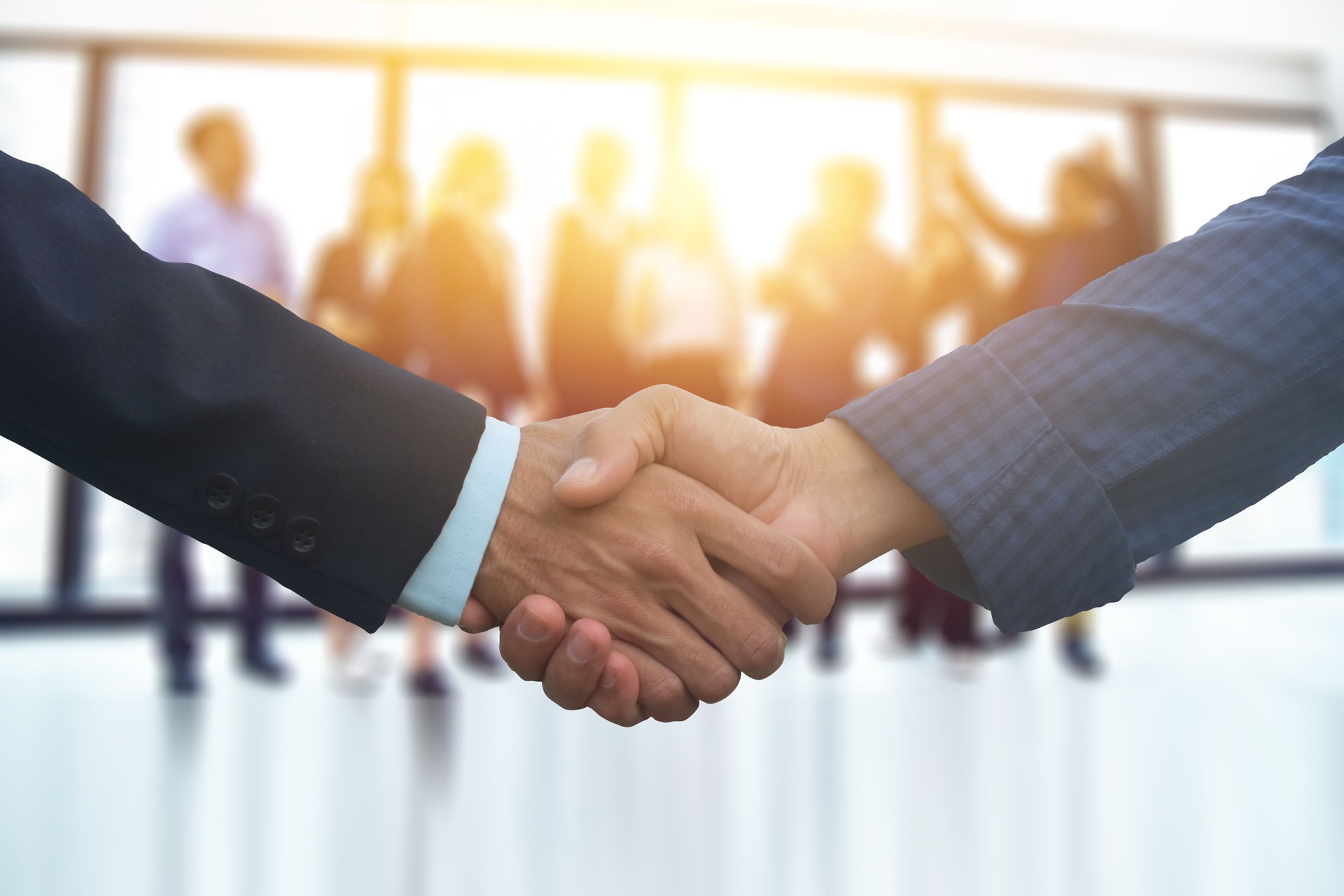 Colleagues Shaking Hands In Office